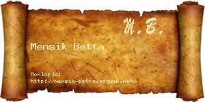 Mensik Betta névjegykártya